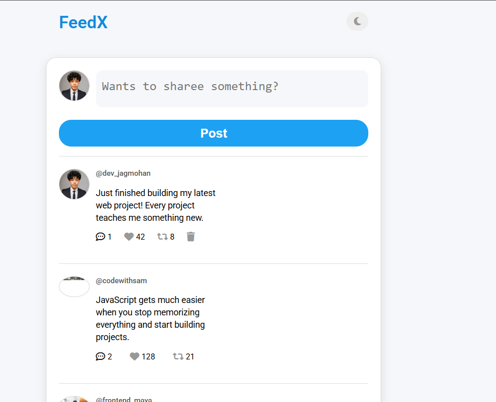 FeedX X Clone Project